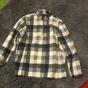 Lands' End Checkered Fleece Pullover